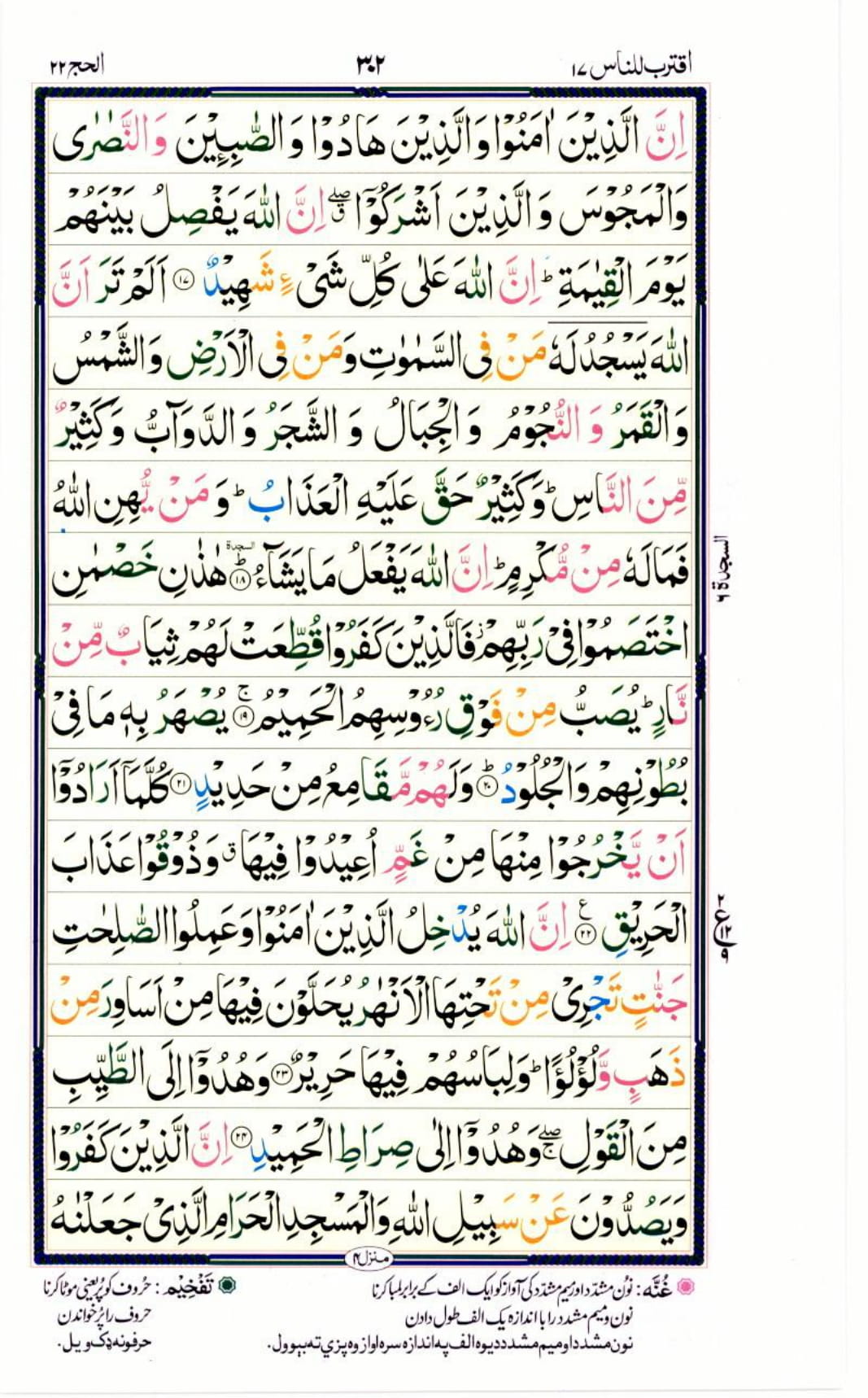 Reading Al Quran Part / Chapter / Siparah 17 Page 302