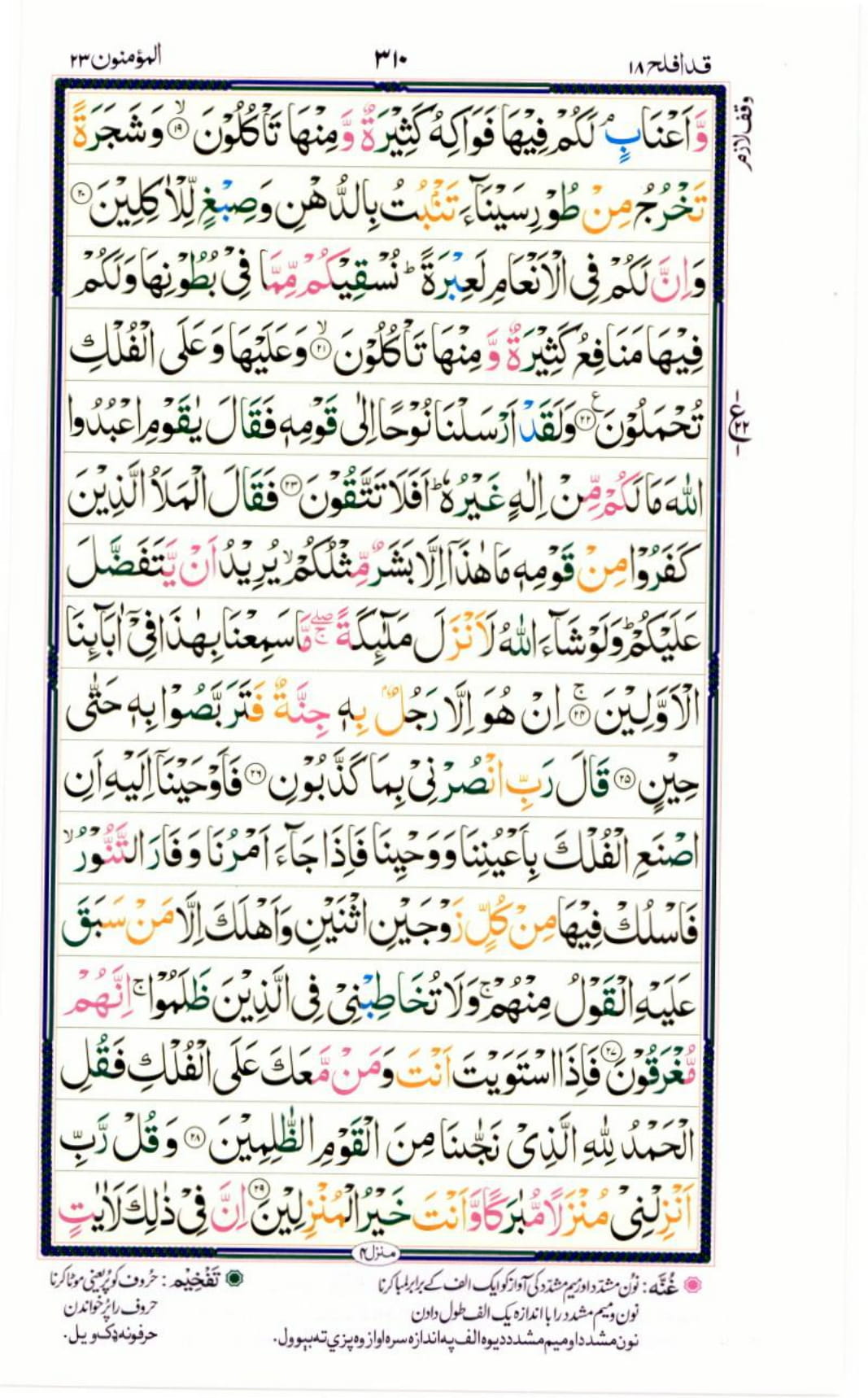 Reading Al Quran Part / Chapter / Siparah 18 Page 310