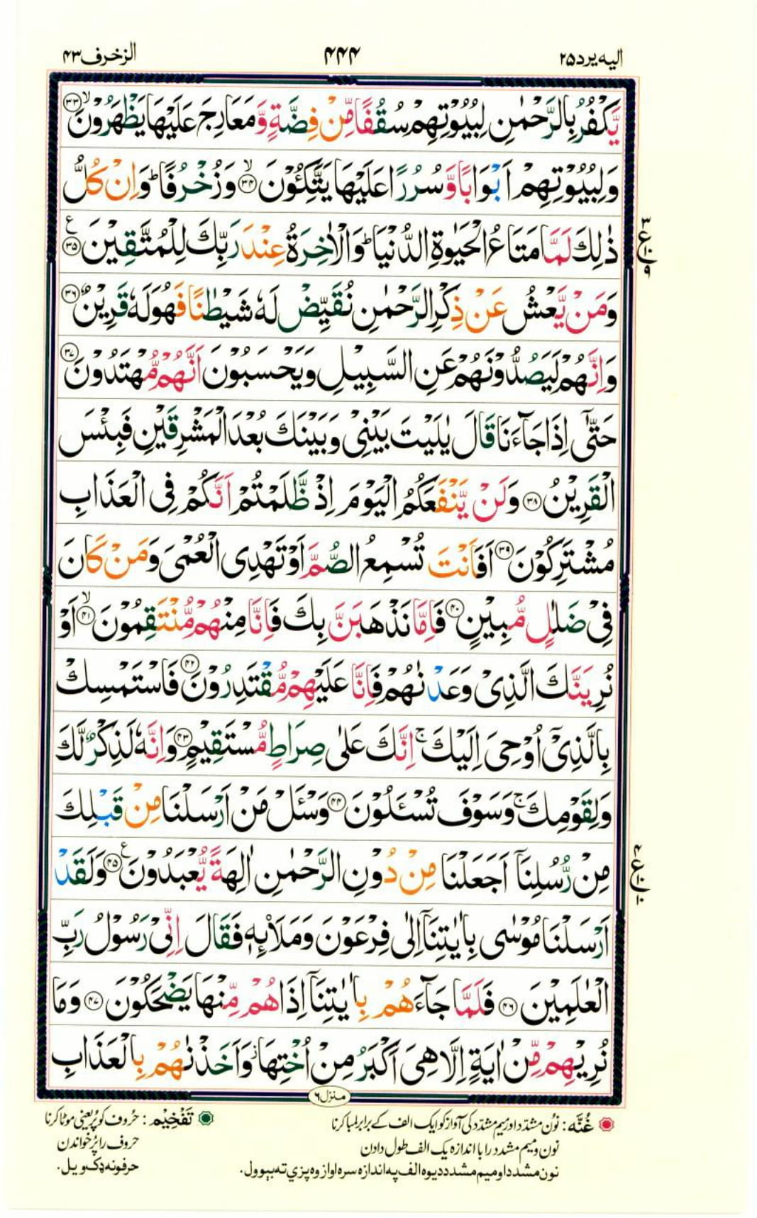 Reading Al Quran Part / Chapter / Siparah 25 Page 444