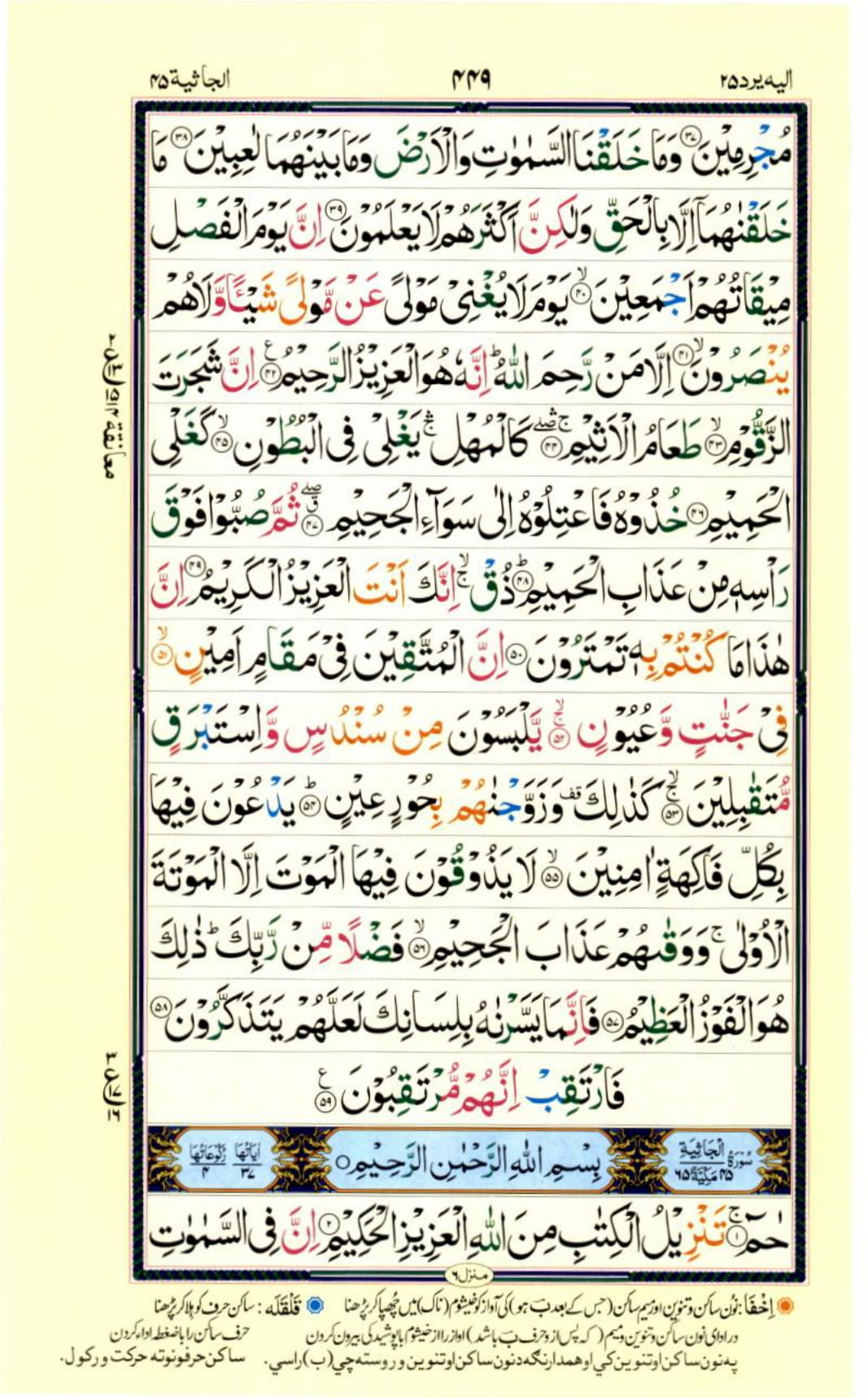 Reading Al Quran Part / Chapter / Siparah 25 Page 449