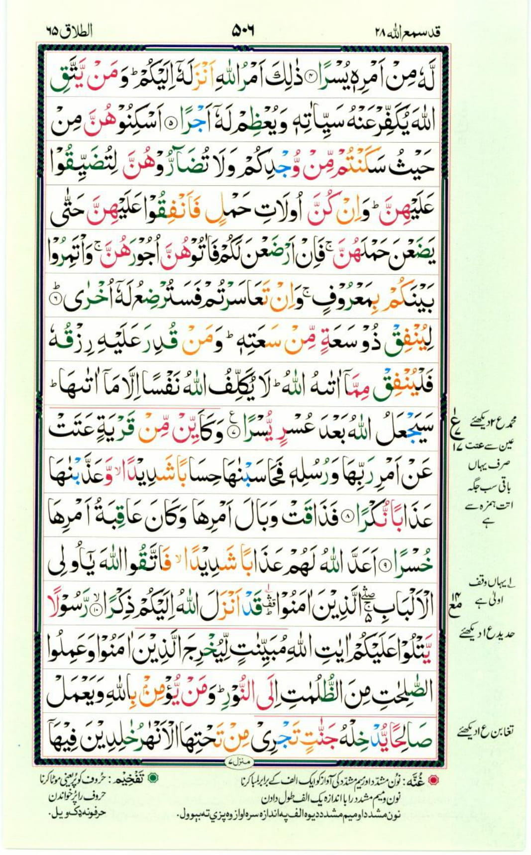 Reading Al Quran Part / Chapter / Siparah 28 Page 506
