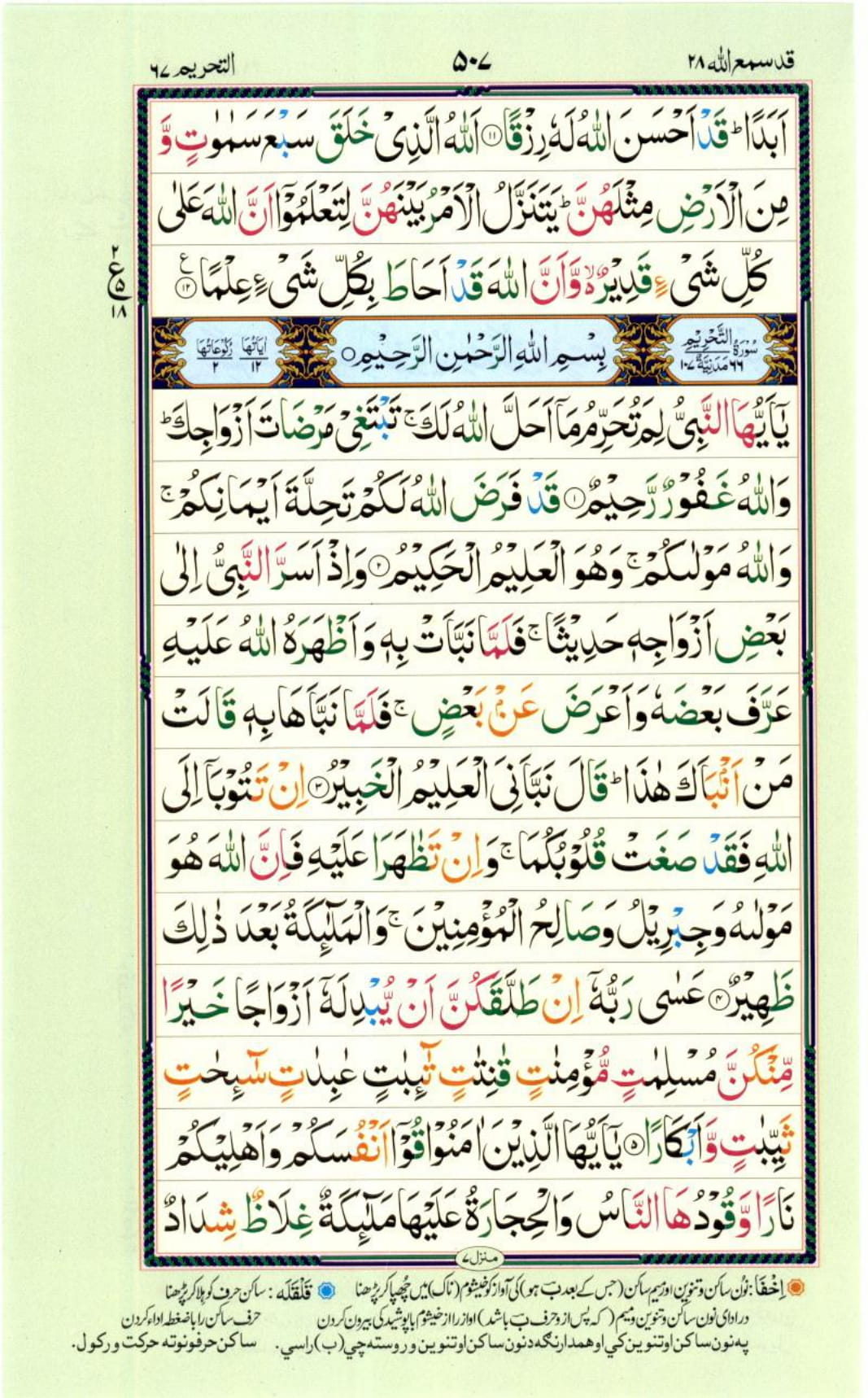 Reading Al Quran Part / Chapter / Siparah 28 Page 507