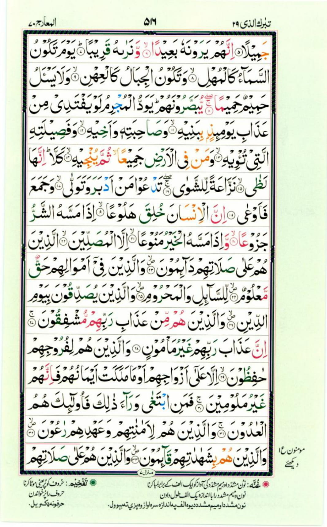 Reading Al Quran Part / Chapter / Siparah 29 Page 516