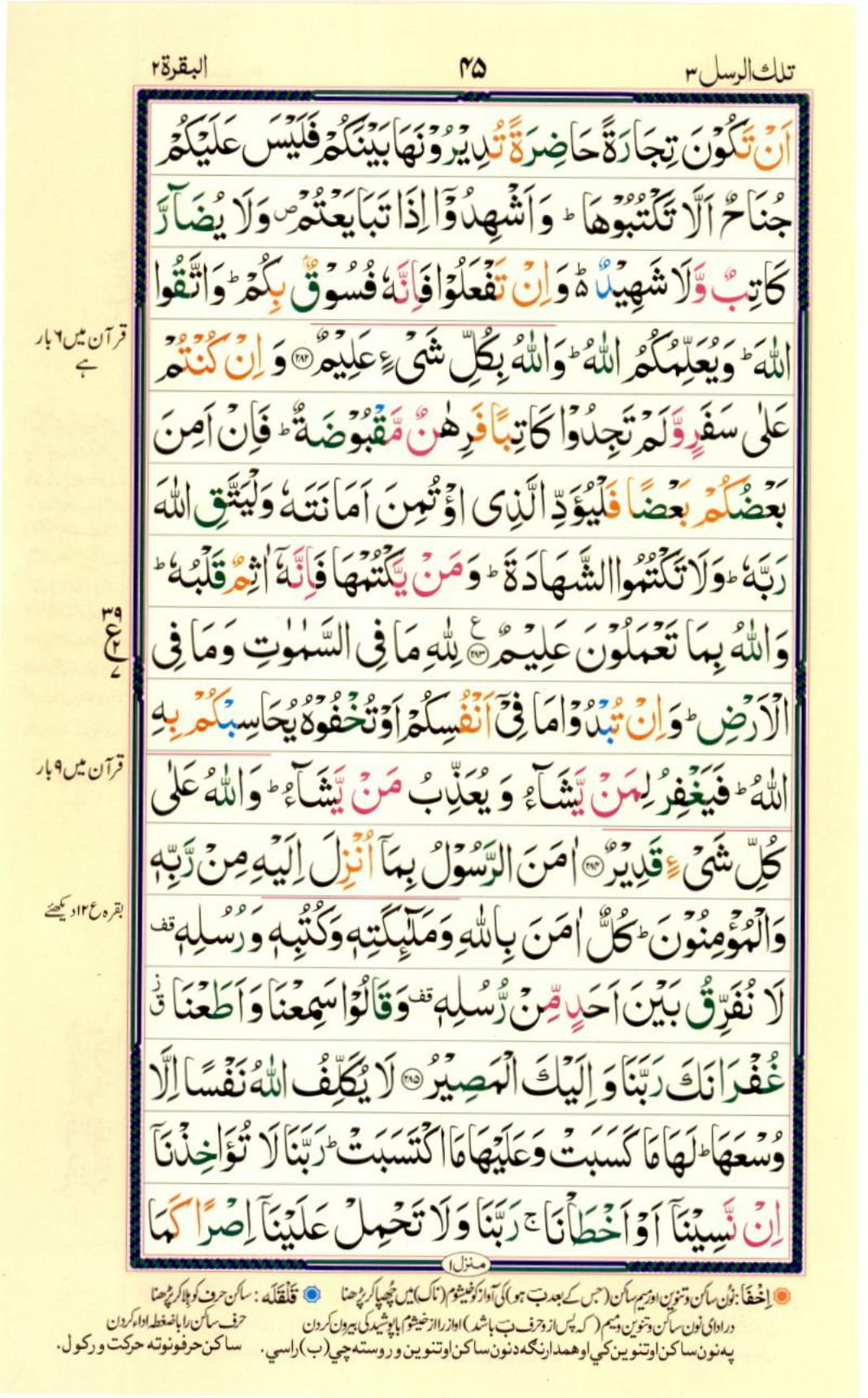 Reading Al Quran Part / Chapter / Siparah 3 Page 45