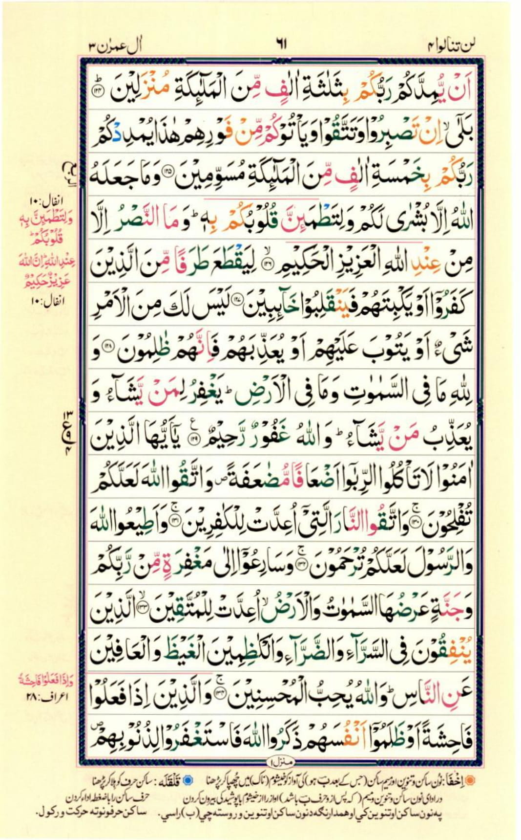 Reading Al Quran Part / Chapter / Siparah 4 Page 61