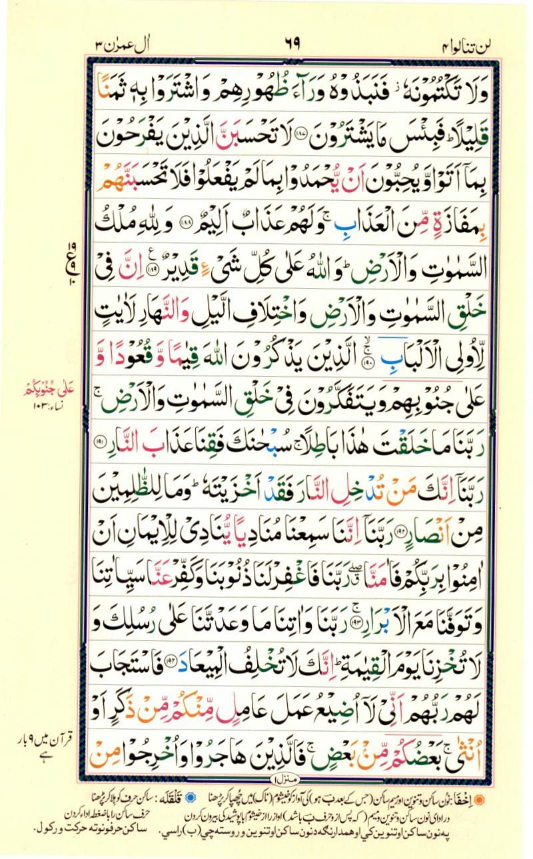Reading Al Quran Part / Chapter / Siparah 4 Page 69