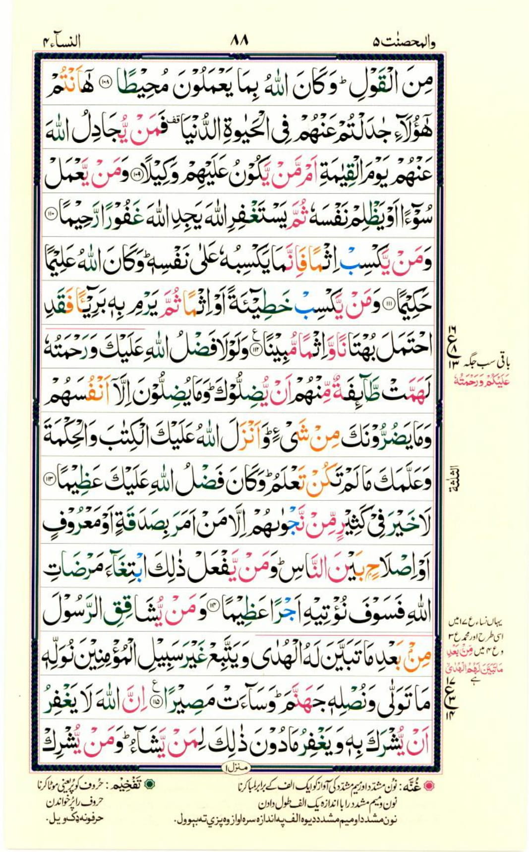 Reading Al Quran Part / Chapter / Siparah 5 Page 88