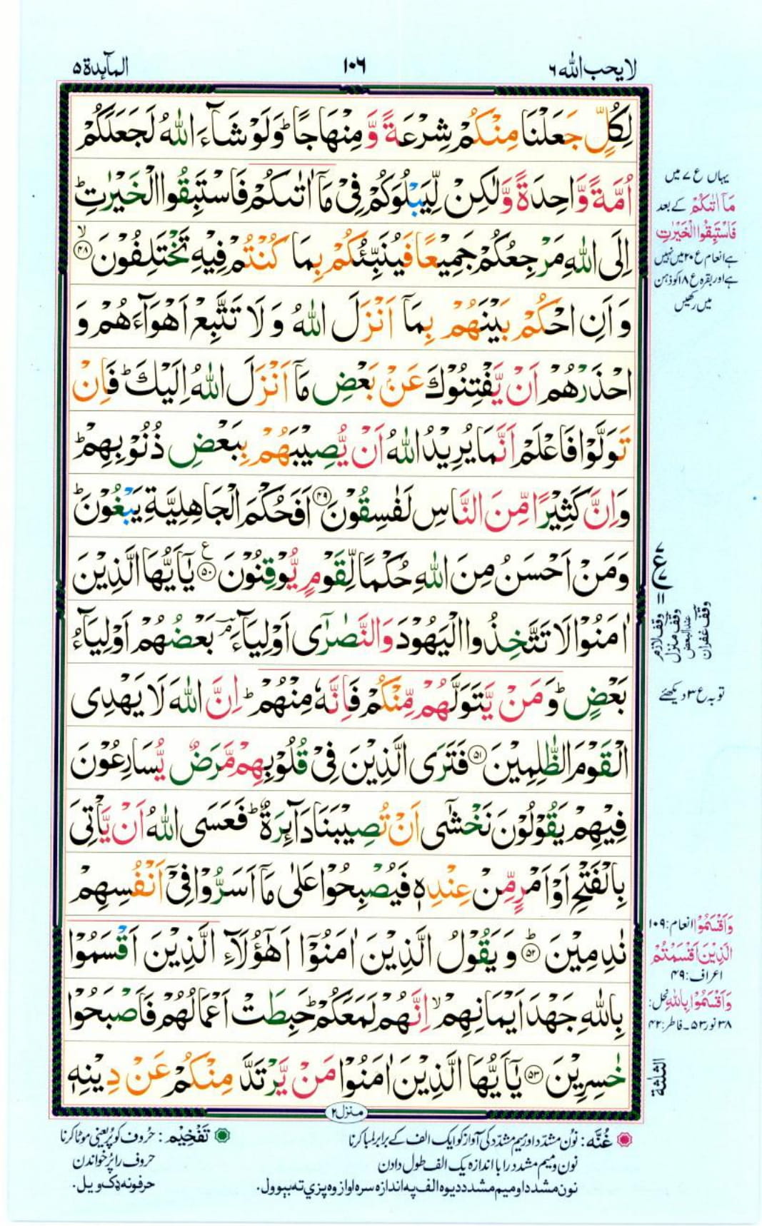 Reading Al Quran Part / Chapter / Siparah 6 Page 106