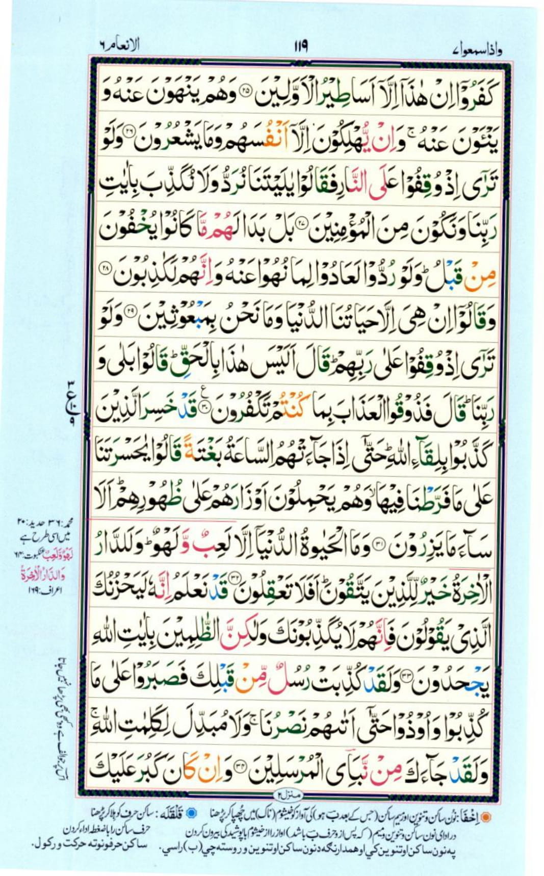 Reading Al Quran Part / Chapter / Siparah 7 Page 119