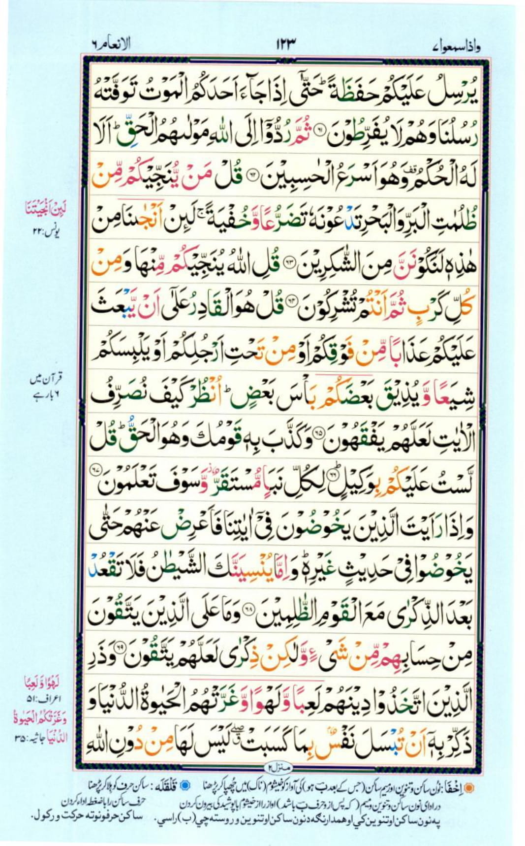 Reading Al Quran Part / Chapter / Siparah 7 Page 123