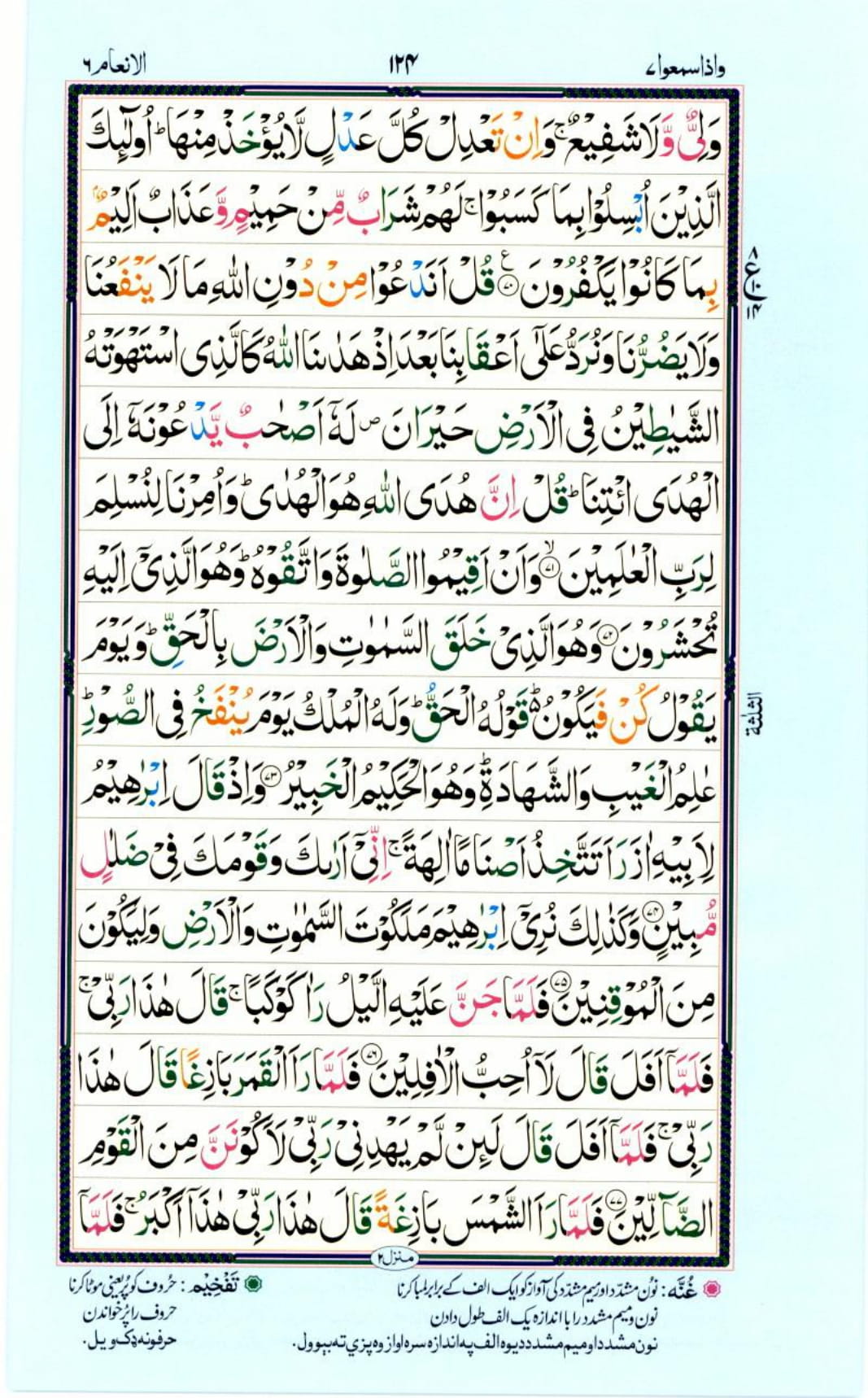 Reading Al Quran Part / Chapter / Siparah 7 Page 124