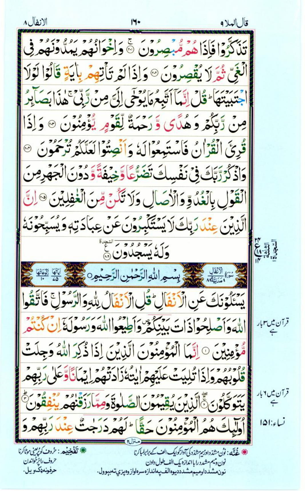 Reading Al Quran Part / Chapter / Siparah 9 Page 160