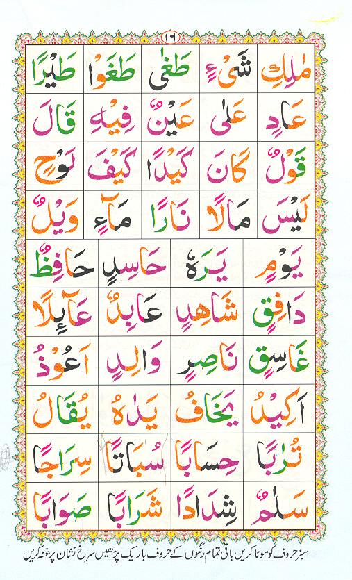 Reading Noorani Qaidah Page Number 16